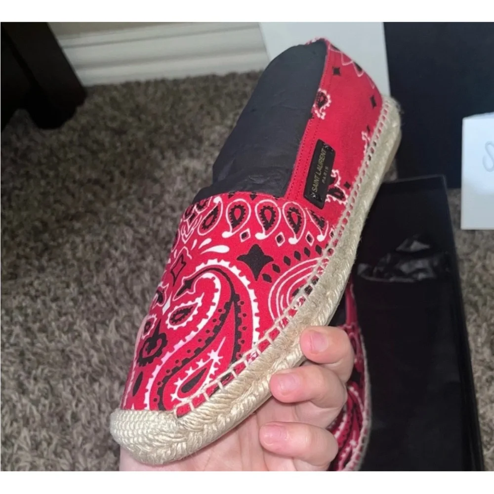 Red paisley Saint Laurent espadrilles 37 1/2 - Picture 8 of 8